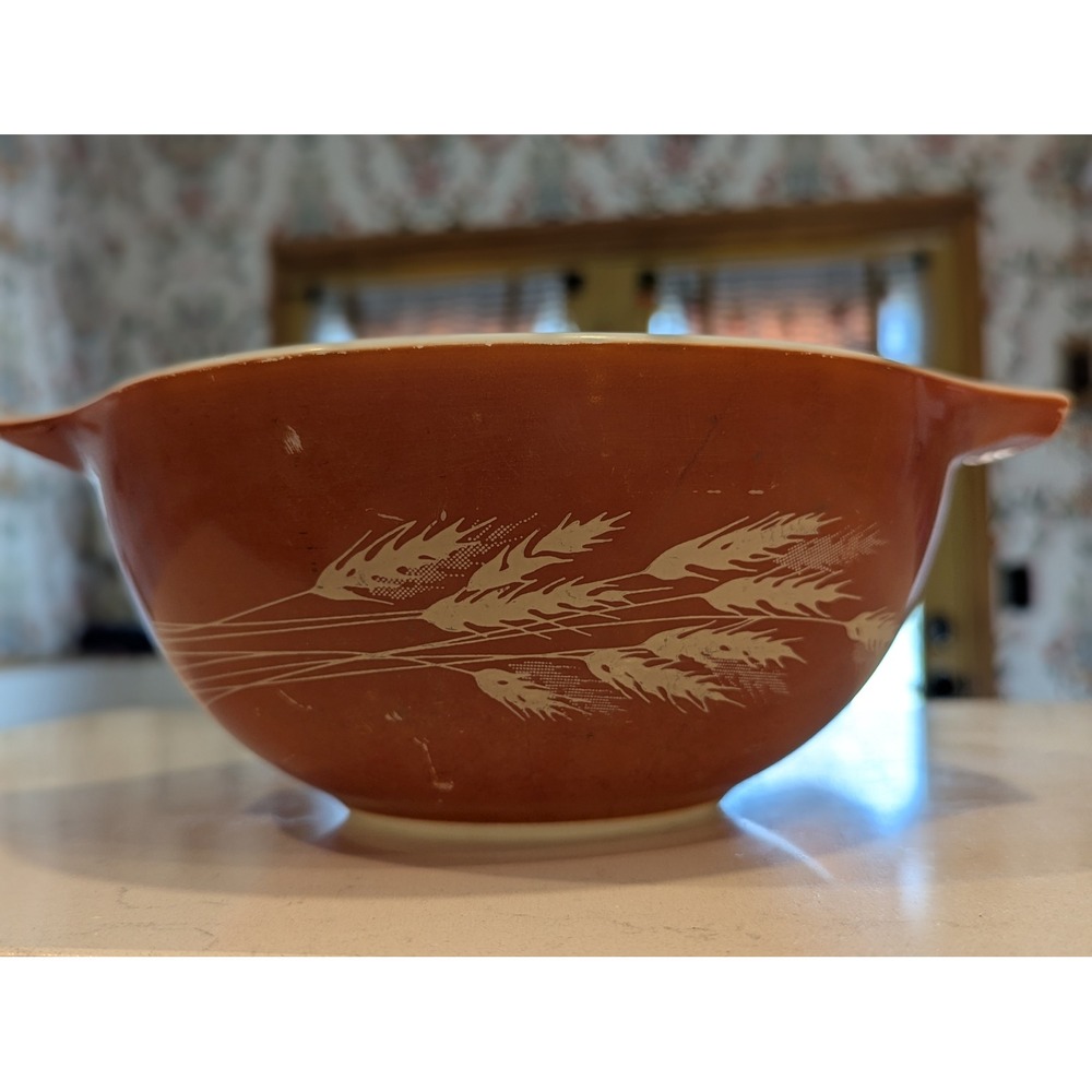 Vintage Pyrex Autumn Harvest Wheat Cinderella Mixing Bowls 441 442 Set of 2 - Picture 7 of 16